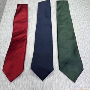 Men's Silk Neckties Lot of 3 Red Blue Green Classic Dress Ties